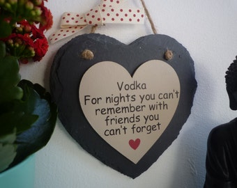 Vodka sign vodka lover gift for friends "nights we can't remember" slate wall sign - funny christmas birthday gift secret santa