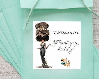 Breakfast at Tiffany’s Personalized Stickers. Bridal Shower Party Favor Labels. Bridal Shower Stickers. Thank You Darling Stickers.