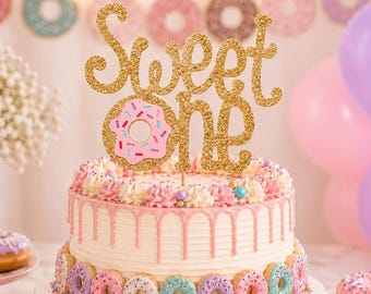 Sweet One Cake Topper, Donut Birthday Cake Topper, Donut Grow Up Party, First Birthday Donut Theme, Donut Smash Cake Topper