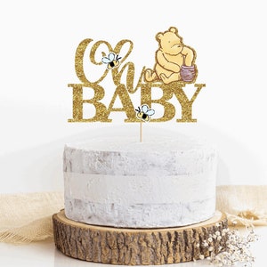 Classic Bear Baby Shower Cake Topper - READY TO SHIP.  Pooh Baby Shower Decorations. Gender Reveal Ideas. Classic Pooh Cake Topper.