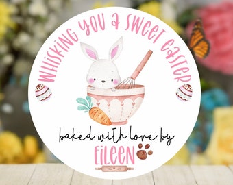 Personalized Easter Baking Labels. Baked with Love Stickers. Holiday Baking Labels. Easter Stickers. Easter Gift Labels.