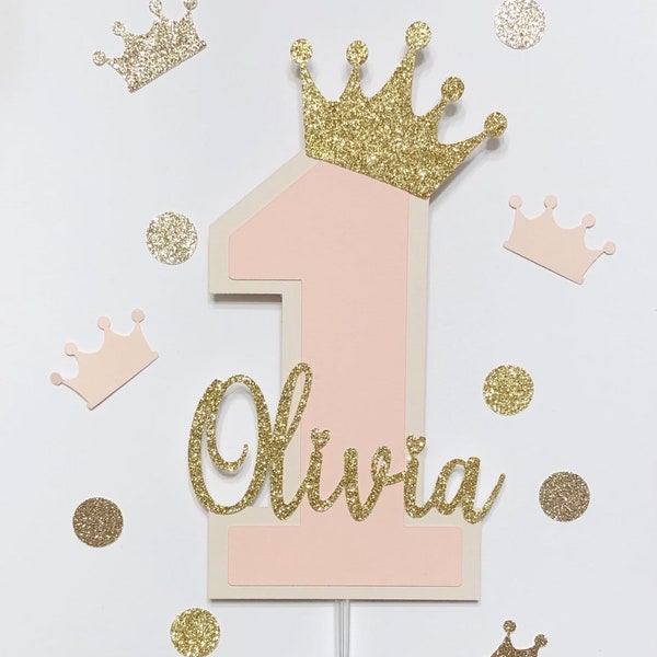 Princess Cake Topper. PERSONALIZED First Birthday Cake Topper. Smash Cake Topper. Princess First Birthday.