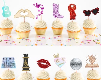 Eras Cupcake Toppers - Set of 13. Birthday Era Theme.  Eras Tour Party.