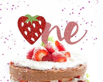 Strawberry Cake Topper. Strawberry Theme First Birthday. Berry Sweet One. Smash Cake.