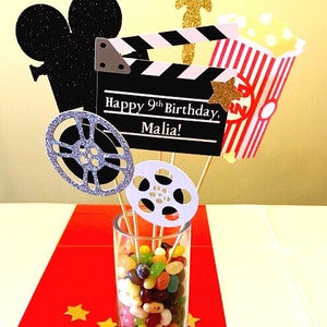 Movie Night Centerpiece Sticks - Set of 5. Movie Night Decorations. Hollywood Theme. Table Decorations.