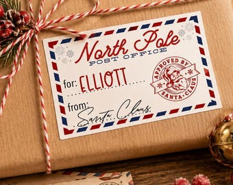 Personalized North Pole Gift Labels – Santa Claus Special Delivery Stickers - Set of 8