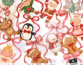 Coquette Christmas Clipart Set · Cute Holiday PNG Bundle