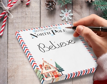 Notes from the North Pole Christmas Post-it Notes, Holiday Sticky Notes, Santa Stationery, Cute Christmas Desk Gift