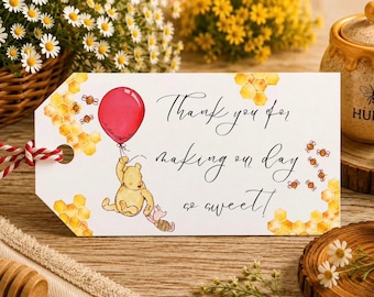 Winnie the Pooh Baby Shower Thank You Tags | Baby Shower Favor Tags | Classic Pooh Party Decorations | Baby Shower Tag Set