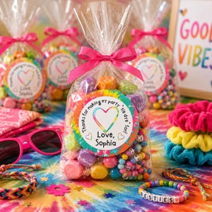 Tie Dye Stickers. Tie Dye Birthday Party. Party Favor Stickers. Personalized Thank You Stickers.