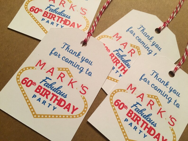 Casino Theme Game Night Las Vegas Sign Party Favor Tags