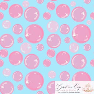 Pink Bubble Seamless Pattern 300 DPI PNG Download Cute Bubblegum Digital Paper - License Included