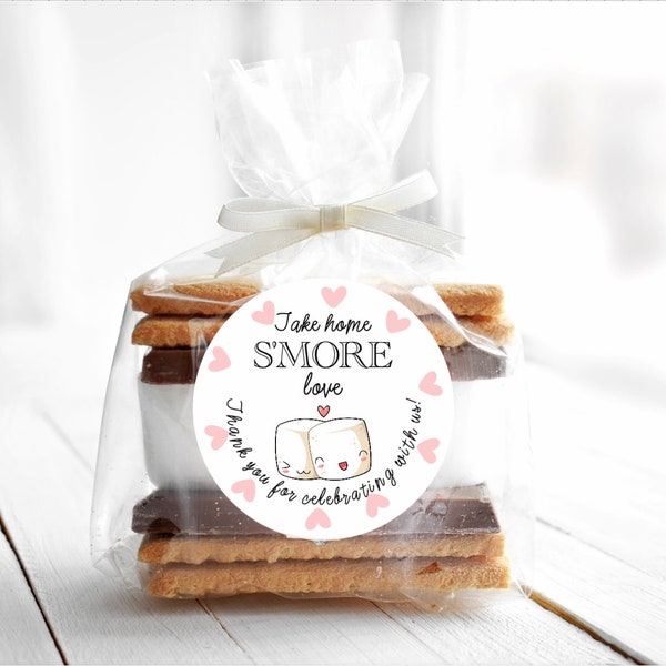 Smore Love Stickers. Smore Stickers. Smores Party Favor Labels.