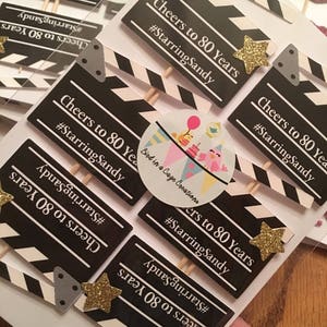 Personalized Movie Clapperboard Cupcake Toppers. Hollywood Party Decor. Movie Night. Movie Theme. Hollywood Theme. image 5