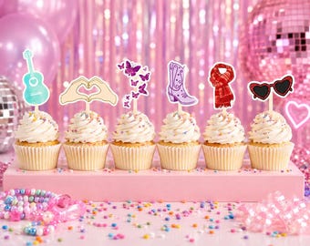 Eras Cupcake Toppers - Set of 13. Birthday Era Theme.  Eras Tour Party.
