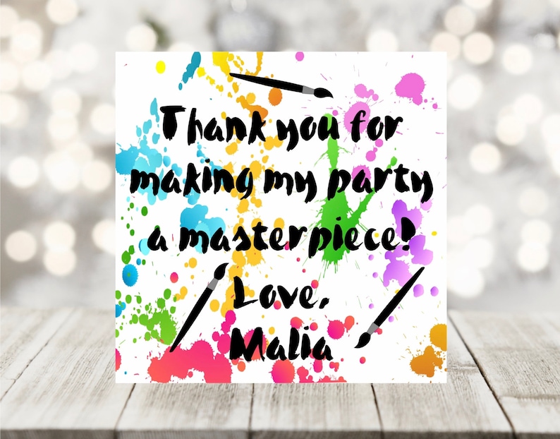 Paint Party Thank You Stickers Art Party Stickers Personalized Art Stickers.