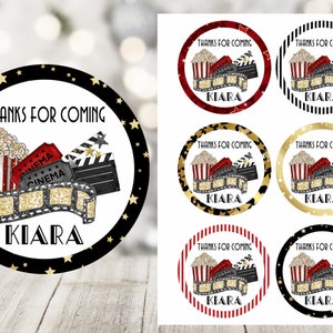 Movie Stickers. Personalized Party Favor Labels. Movie Theme Stickers.