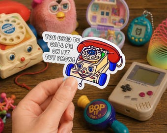 Millennial Vinyl Sticker. Toy Phone Sticker. 80s Nostalgia Sticker. Funny Vinyl Sticker.