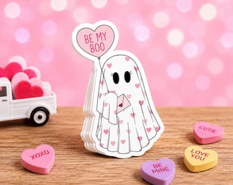 Be My Boo Valentine’s Sticker - READY TO SHIP. Ghost Sticker. Funny Vinyl Sticker. Scary Cute Stickers.