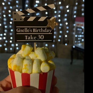 Personalized Movie Clapperboard Cupcake Toppers. Hollywood Party Decor. Movie Night. Movie Theme. Hollywood Theme. image 9