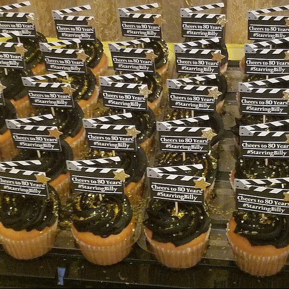 Buy Personalized Movie Clapperboard Cupcake Toppers. Hollywood