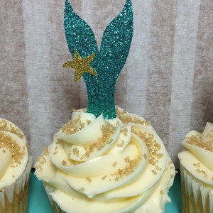 Mermaid Tail Cupcake Toppers - Set of 12. Mermaid Party Decor. Mermaid Birthday. Under the Sea.