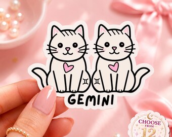 Kawaii Zodiac Cat Stickers | Horoscope Star Sign Sticker Pack | Cute Astrology Vinyl Waterproof Stickers for Laptops & Planners