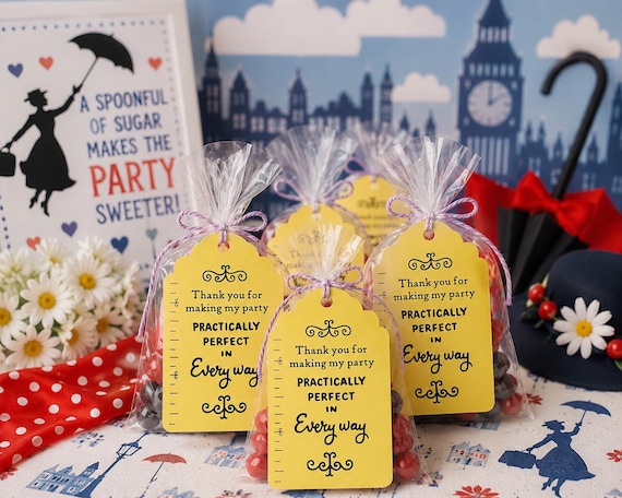 Poppins Party Favor Tags. Mary Poppins Theme. Gift Tags. Party Favors.