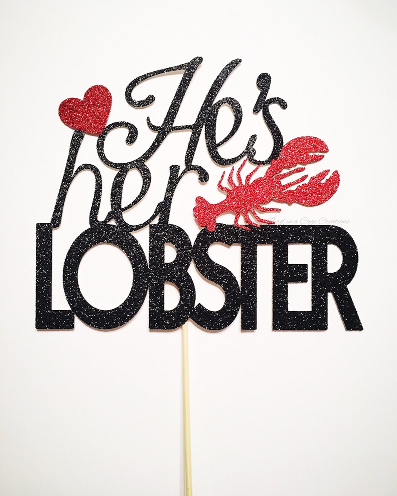 He\u2019s Her Lobster Cake Topper Engagement Party Friends Cake Topper Lobster Cake Topper.