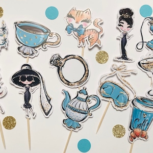 Breakfast at Tiffany’s Cupcake Toppers - Set of 12. Bridal Shower Decorations. Breakfast at Tiffany’s Theme Party.