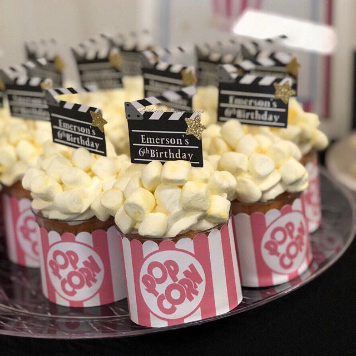 12 Stück Film-Nacht Cake Topper – Glitzer-Cupcake-Deko Mit Filmsymbolen, Für Themenpartys