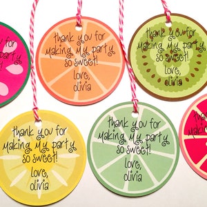 Fruit Slice Party Favor Tags. Tutti Frutti Birthday Party. Second Birthday. Fruit Theme. Two-tti Frutti Party Tags.