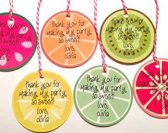 Fruit Slice Party Favor Tags. Tutti Frutti Birthday Party. Second Birthday. Fruit Theme. Two-tti Frutti Party Tags.