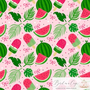 Watermelon Seamless Pattern 300 DPI PNG Download Cute Pink and Green Digital Paper - License Included