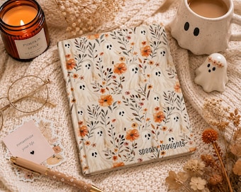 Spooky Thoughts Journal | Ghost Floral Notebook | Cottagecore Halloween Hardback Diary | Gothic Aesthetic Writing Gift