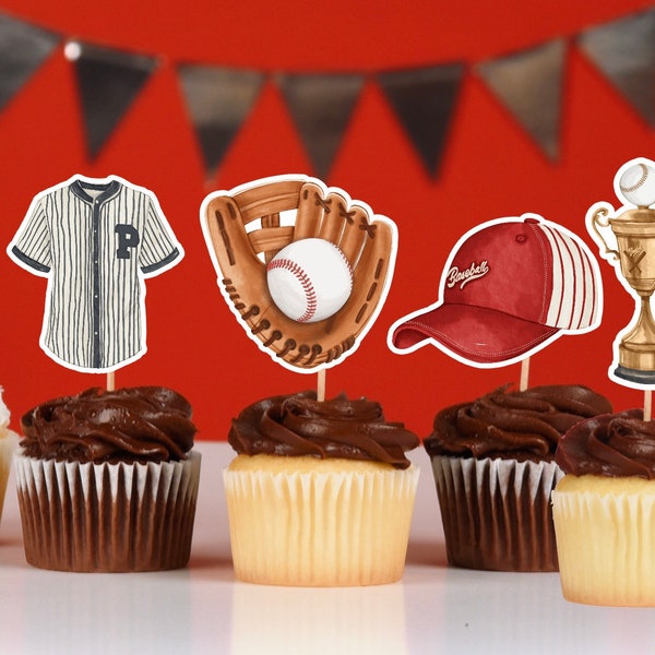 Baseball Cupcake Toppers Etsy
