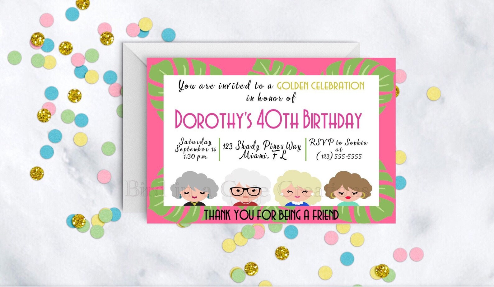 Golden Girls Party Invitations. Golden Girls Theme. Birthday Etsy