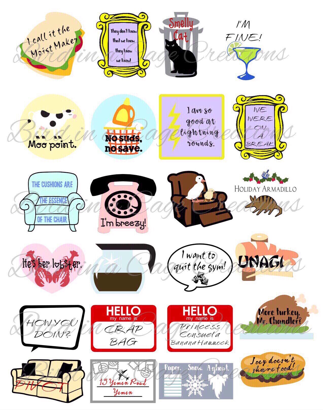 friends stickers friends theme party decorations friends etsy