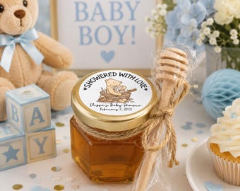 Classic Bear Baby Shower Stickers. Pooh Bear Theme Decorations. Pooh Bear Party Favors. Personalized Stickers.