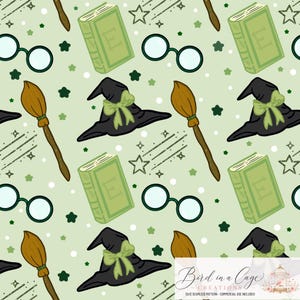 Green Witch Seamless Pattern 300 DPI PNG Download Cute Wicked Witch Digital Paper - License Included