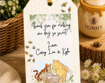 Winnie the Pooh Baby Shower Thank You Tags | Baby Shower Favor Tags | Classic Pooh Party Decorations | Baby Shower Tag Set