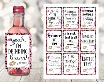 Real Housewives Mini Wine Bottle Labels.  Bachelorette Party Favors.  Birthday Wine Labels.
