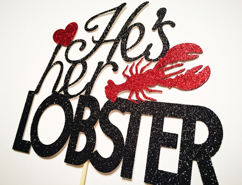 He\u2019s Her Lobster Cake Topper Engagement Party Friends Cake Topper Lobster Cake Topper.