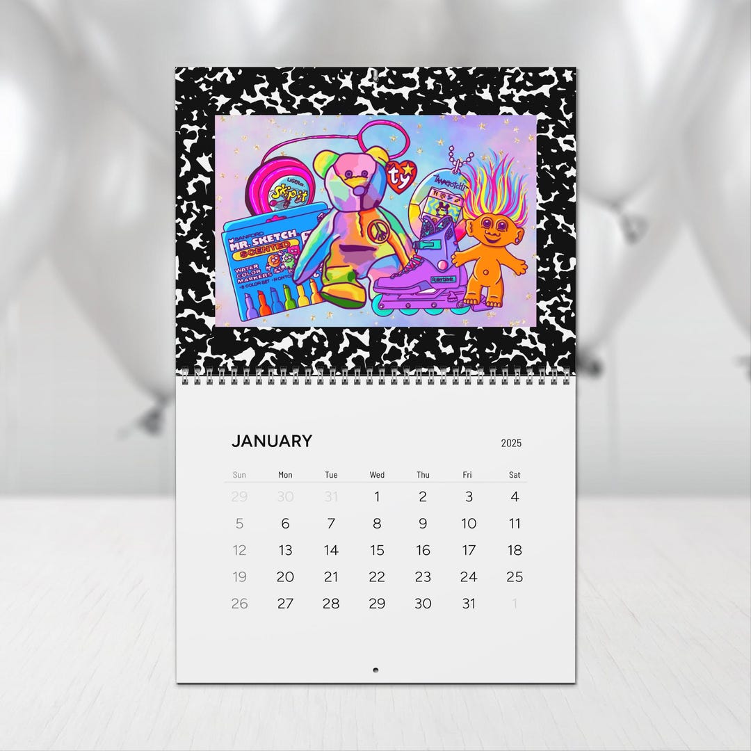 Wall Calendars, Millennial Nostalgia 2025 Calendar, Cute Yearly Planner