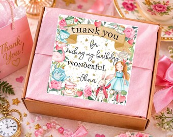 Wonderland Party Favor Stickers. Alice in Wonderland Theme. One-derland First Birthday.  Gift Stickers. Party Favors. Thank You Stickers.