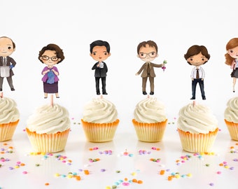 Office Inspired Cupcake Toppers - Set of 12. The Office Party Decorations. The Office Party Ideas.