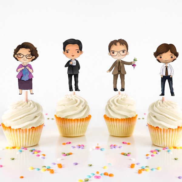 Office Inspired Cupcake Toppers - Set of 12. The Office Party Decorations. The Office Party Ideas.