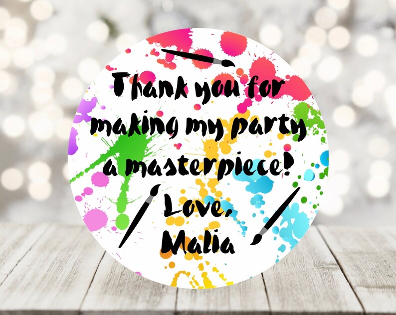 Paint Party Thank You Stickers Art Party Stickers Personalized Art Stickers.