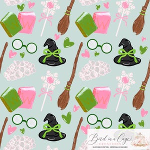 Wicked Witch Seamless Pattern 300 DPI PNG Download Süßes rosa und grünes digitales Papier - Lizenz inklusive