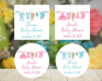 Baby Shower Stickers. Baby Shower Party Favor Stickers. Personalized Baby Shower Labels.
